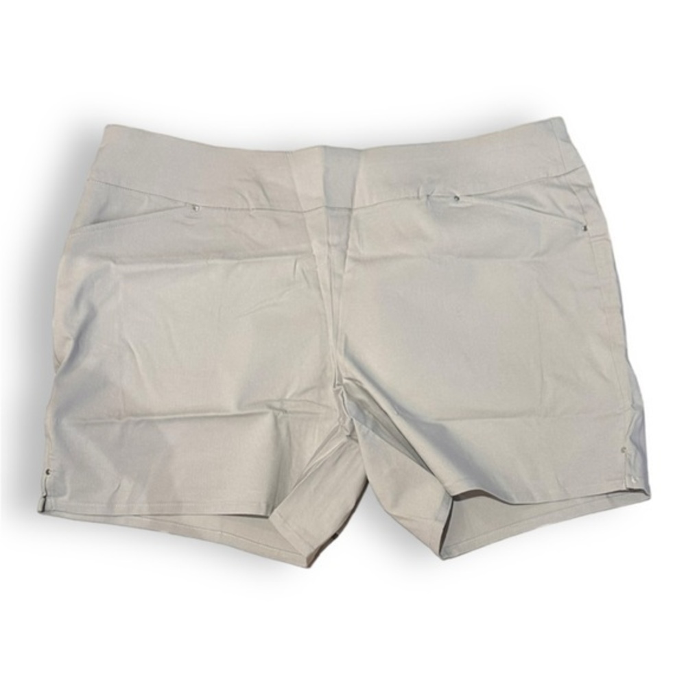 🆕 NWT INC Plus 24w Pull-on Light Khaki High Rise Shorts Side Slit 3X XXXL